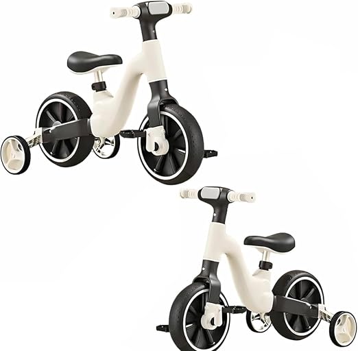 2 in 1 Toddler Balance Bike with Removable Basket Adjustable 4 Wheel Training Bike for 1 Year Old Boys & Girls, Chainless First Ride On Bike for 12 24 Months