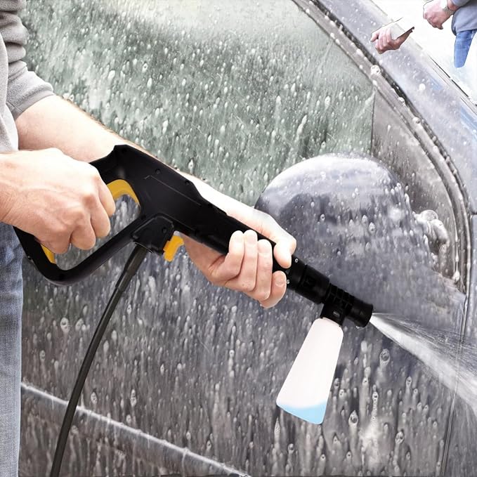1400W Electric Pressure Washer 105 Bar Portable High Pressure Jet Washer with 6.5L/Min Water Flow, 5M Hose, Detergent Bottle & Auto Start/Stop for Car, Patio & Outdoor Cleaning