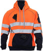 Hi Vis Viz High Visibility Jacket Hoodie Work Wear 3 Zip Hooded Pullover Sweatshirt
