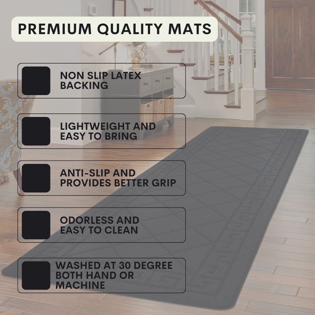 Non-Slip Geometric Gel Mat Greek Style Hallway Rug Runner Kitchen Floor Mat Size