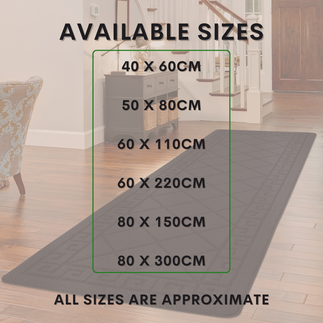Non-Slip Geometric Gel Mat Greek Style Hallway Rug Runner Kitchen Floor Mat Size