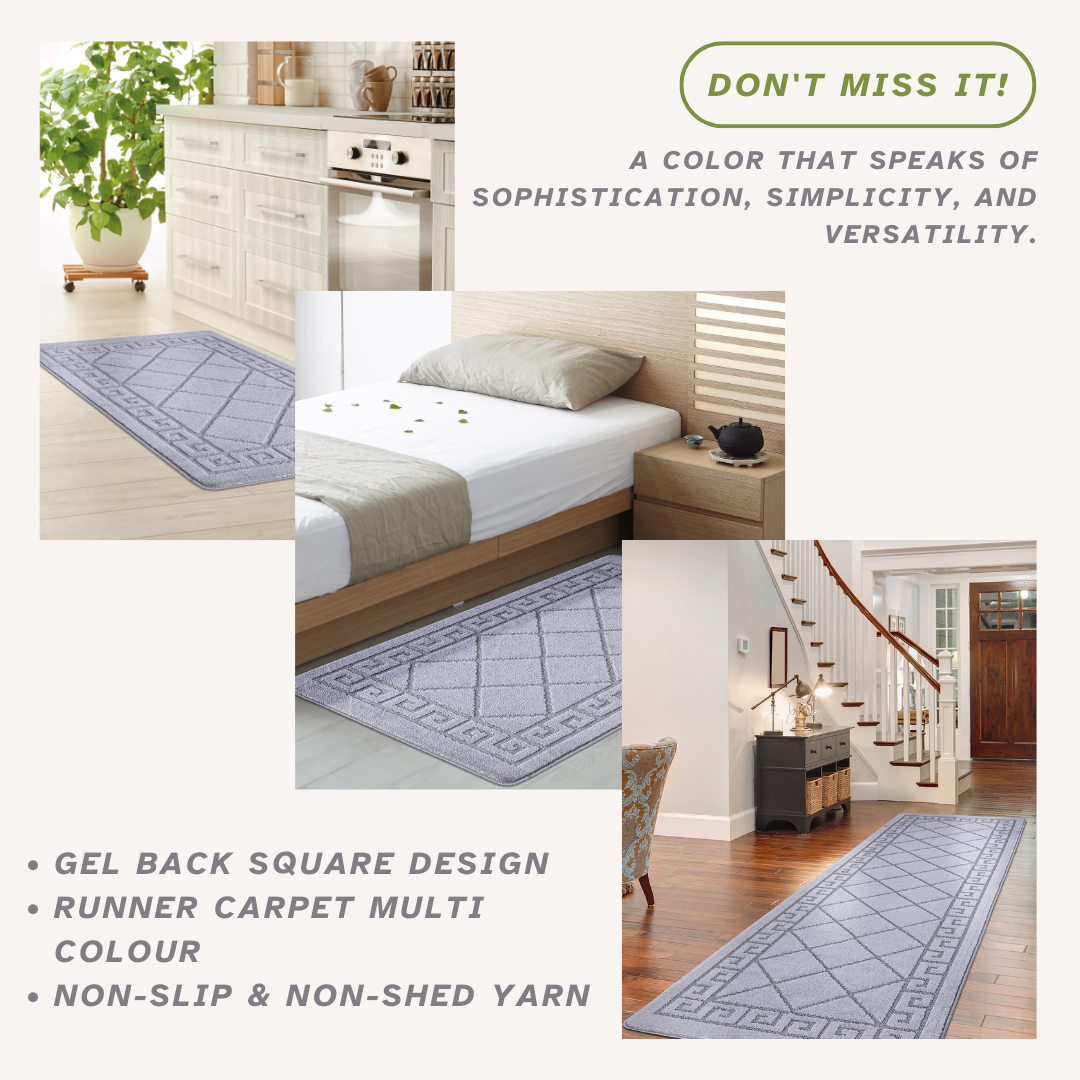Non-Slip Geometric Gel Mat Greek Style Hallway Rug Runner Kitchen Floor Mat Size