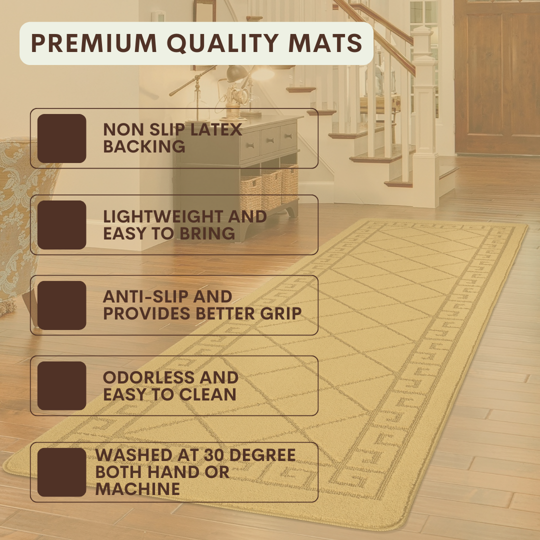 Non-Slip Geometric Gel Mat Greek Style Hallway Rug Runner Kitchen Floor Mat Size