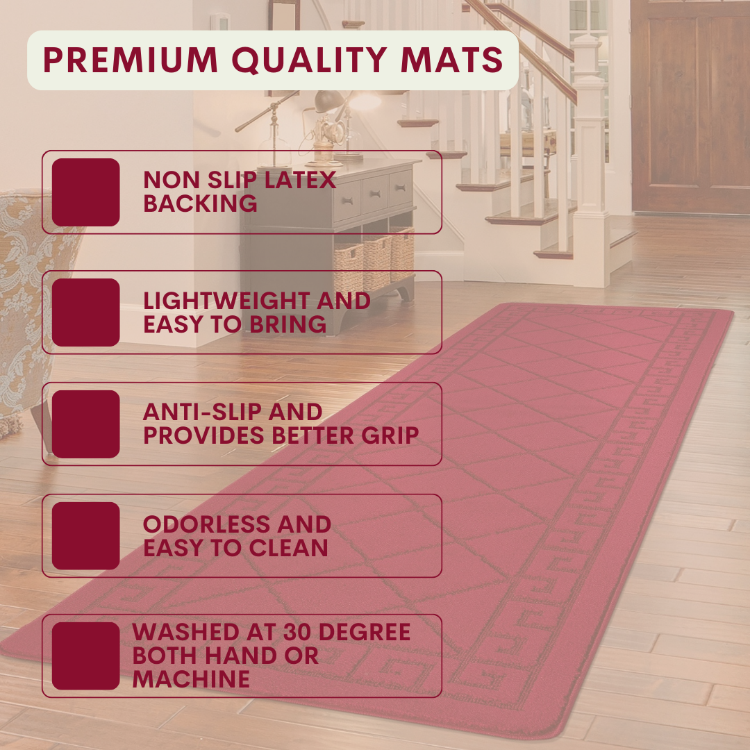 Non-Slip Geometric Gel Mat Greek Style Hallway Rug Runner Kitchen Floor Mat Size