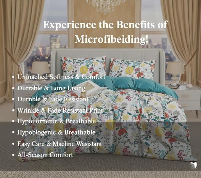 Luxury Microfiber Duvet Cover Set 3 Piece  Ultra Soft Breathable Quilt Cover with Hidden Zipper Closure  Lightweight Hypoallergenic Bedding Set with 2 Pillowcases