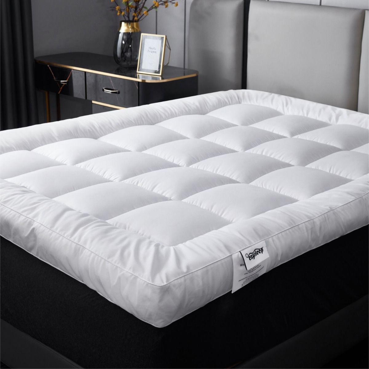 10cm Thick Microfiber Mattress Topper Hotel Quality Enhancer With Corner Straps