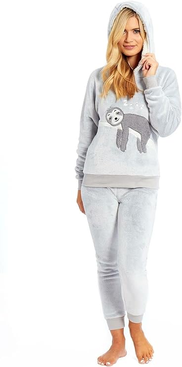 New Ladies Sherpa Fleece Pyjama Set Soft Warm Thermal Loungewear Set Nightwear