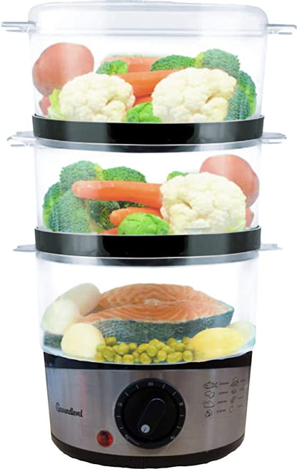 3-Tier Stainless Steel Food Steamer Electric Healthy Cooking