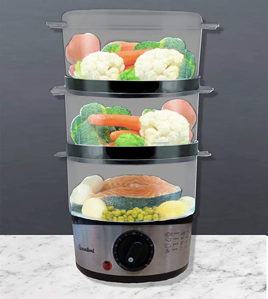 3-Tier Stainless Steel Food Steamer Electric Healthy Cooking