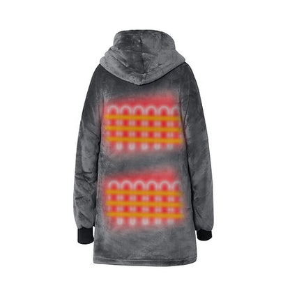 Heated Oversized Hoodie Soft Fleece Sherpa Hooded Blanket Warm Thermal Hoody UK