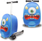 2 in 1 Kids Scooter Suitcase Cabin Approved  Foldable Ride On Travel Luggage with Non Slip Deck, Lightweight 18 Inch Carry-On Suitcase for Children 5+ Years