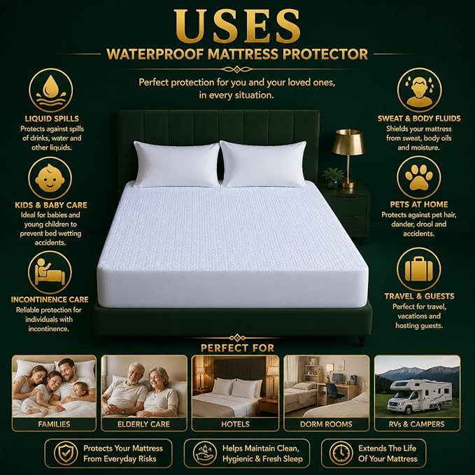Small Double Waterproof Mattress Protector 30cm Deep Fitted Terry Mattress Cover | Breathable Anti Allergy Bed Protector