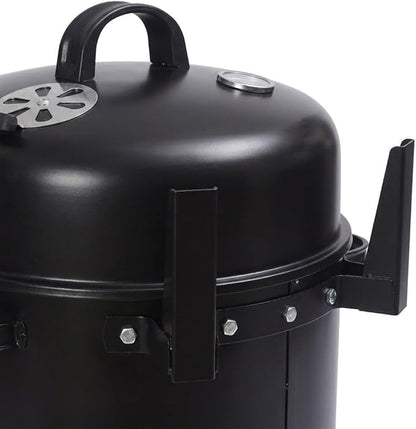 Stacker Smoker BBQ Grill & Fire Pit with Lid Thermometer  Heavy Duty Charcoal Barbecue Grill, Adjustable Air Vents, Outdoor Garden Patio Smoker & Roaster