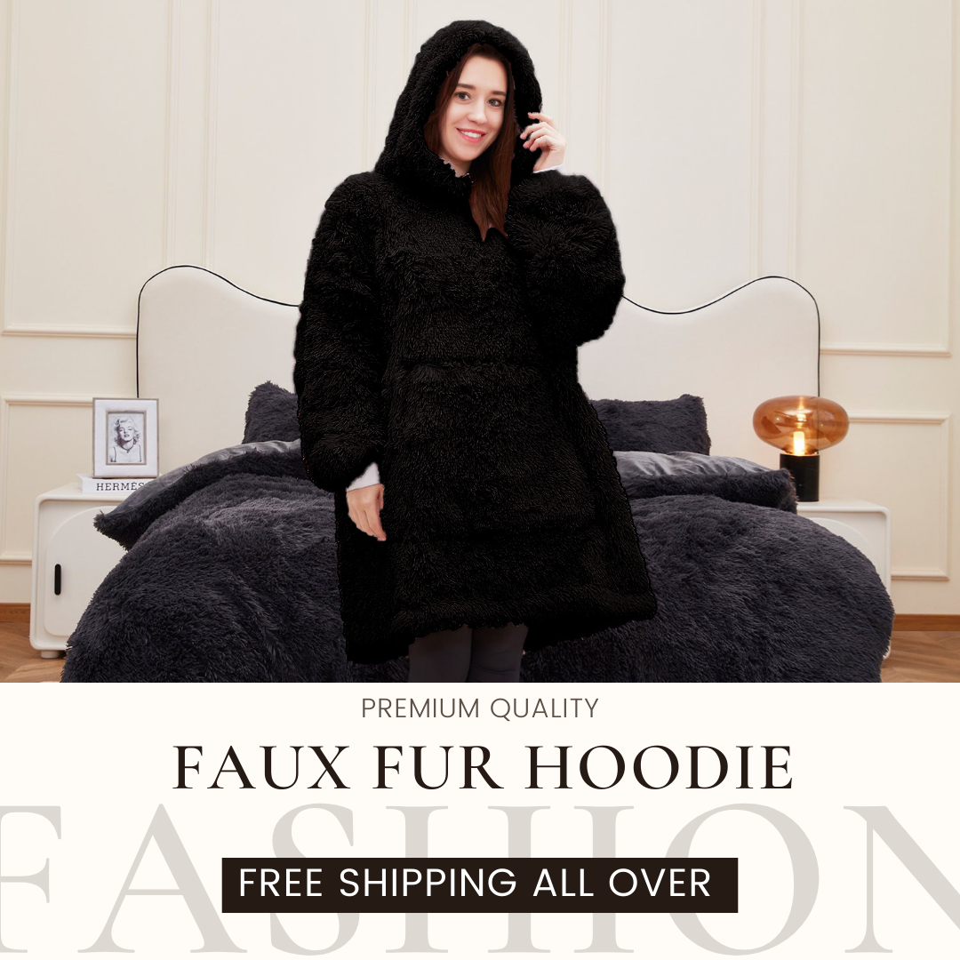 Teddy Faux Fur Fluffy Fleece Hoodie Ladies Oversized Hooded Hoodies Top