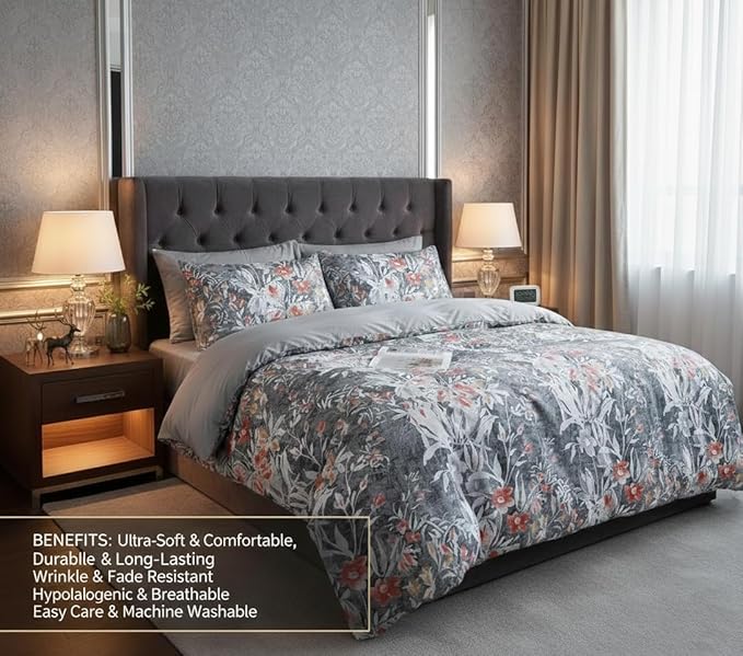 Luxury Microfiber Duvet Cover Set 3 Piece  Ultra Soft Breathable Quilt Cover with Hidden Zipper Closure  Lightweight Hypoallergenic Bedding Set with 2 Pillowcases