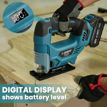 Brushless Cordless Electric Jigsaw (Machine Only)  Variable Speed Jig Saw with 0°–45° Bevel Cutting, Battery Level Indicator & Ergonomic Grip for Wood, PVC & Metal