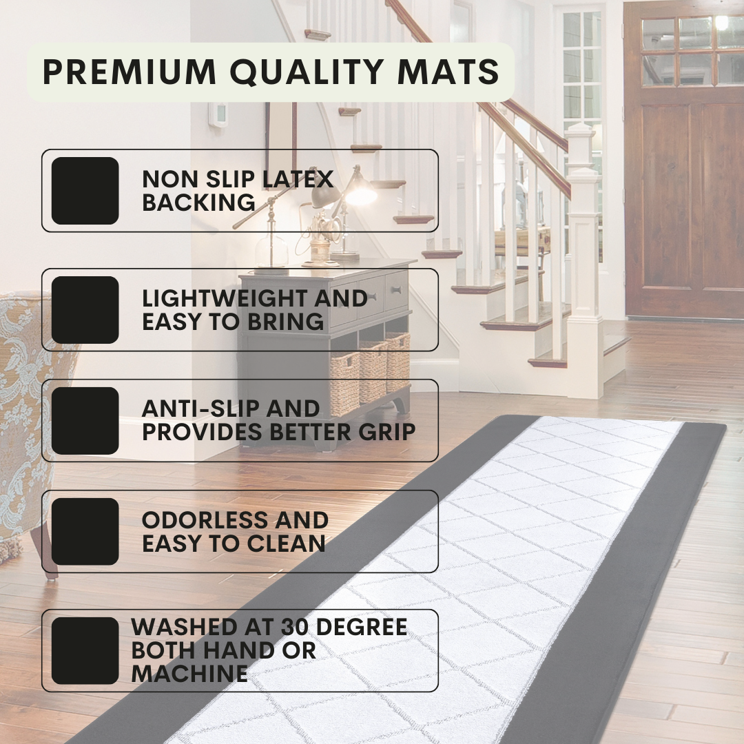 Non-Slip Gel Mat Greek Style Geometric Hallway Rug Runner Kitchen Floor Mat Uk