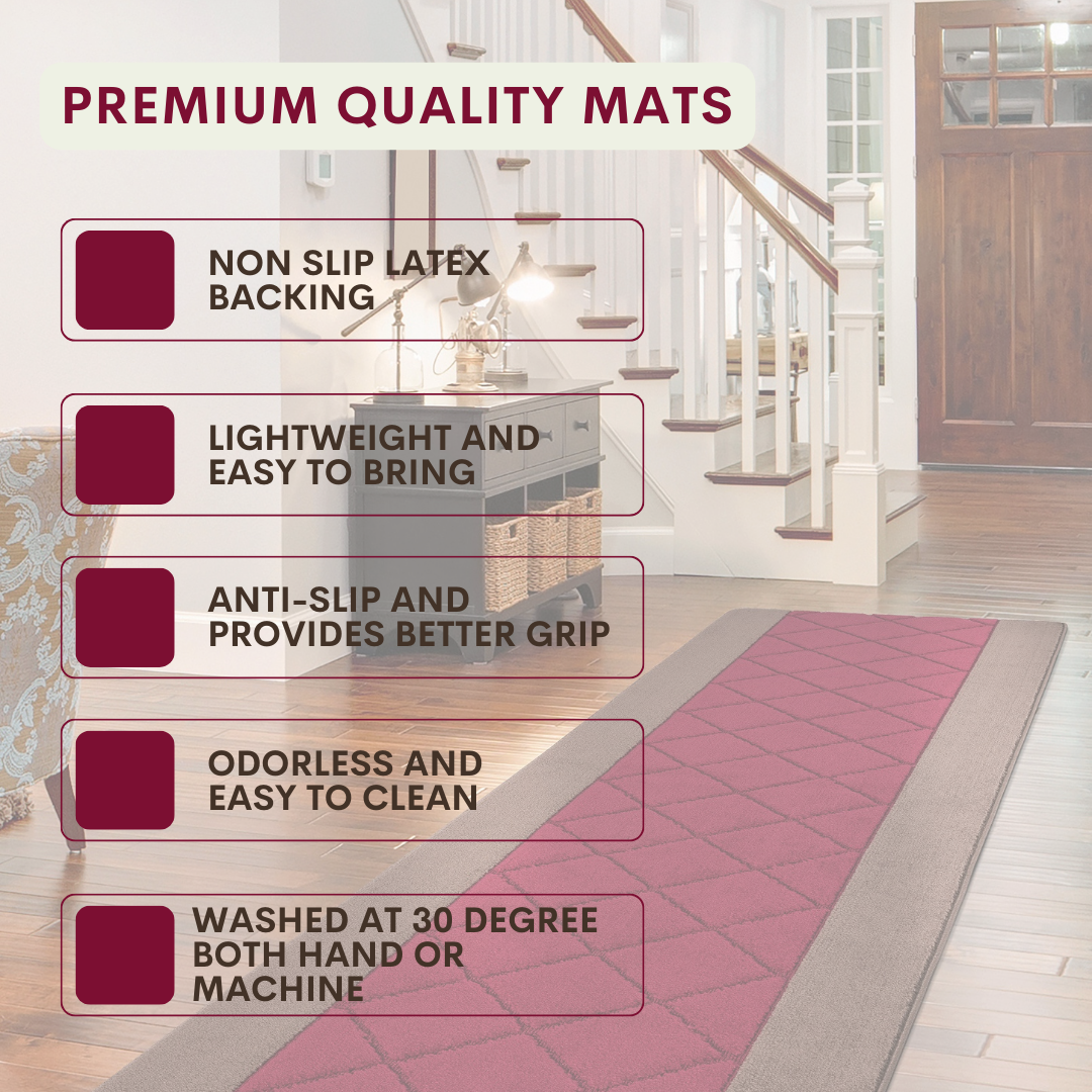 Non-Slip Gel Mat Greek Style Geometric Hallway Rug Runner Kitchen Floor Mat Uk