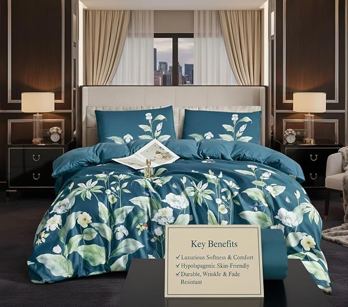 Luxury Microfiber Duvet Cover Set 3 Piece  Ultra Soft Breathable Quilt Cover with Hidden Zipper Closure  Lightweight Hypoallergenic Bedding Set with 2 Pillowcases