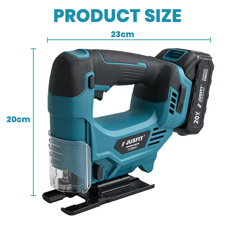 Brushless Cordless Electric Jigsaw (Machine Only)  Variable Speed Jig Saw with 0°–45° Bevel Cutting, Battery Level Indicator & Ergonomic Grip for Wood, PVC & Metal