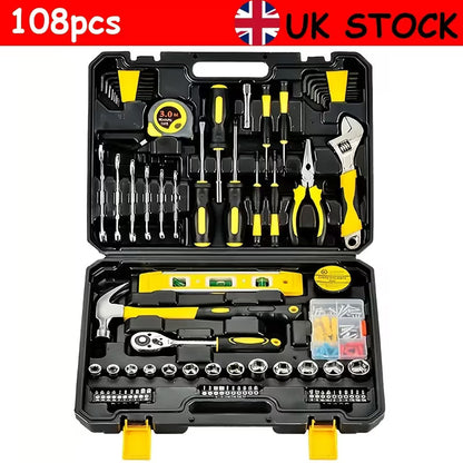 108 Piece Household Hand Tool Set with Storage Case  Home Repair, DIY Maintenance & Auto Repair Toolkit with Socket Wrenches, Screwdrivers & Essential Hand Tools