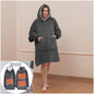 Heated Oversized Hoodie Soft Fleece Sherpa Hooded Blanket Warm Thermal Hoody UK