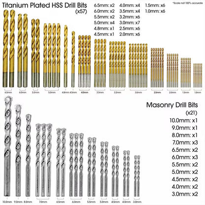 246PCS Professional Drill Bit & Screwdriver Bit Set  Titanium Coated HSS Drill Bits for Wood, Metal & Masonry with Magnetic Bit Holder & Storage Case