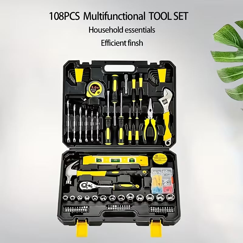 108 Piece Household Hand Tool Set with Storage Case  Home Repair, DIY Maintenance & Auto Repair Toolkit with Socket Wrenches, Screwdrivers & Essential Hand Tools