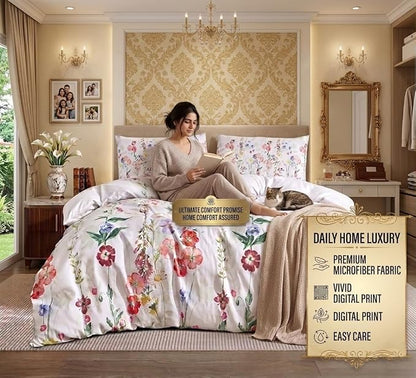 Luxury Microfiber Duvet Cover Set 3 Piece  Ultra Soft Breathable Quilt Cover with Hidden Zipper Closure  Lightweight Hypoallergenic Bedding Set with 2 Pillowcases