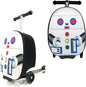 2 in 1 Kids Scooter Suitcase Cabin Approved  Foldable Ride On Travel Luggage with Non Slip Deck, Lightweight 18 Inch Carry-On Suitcase for Children 5+ Years