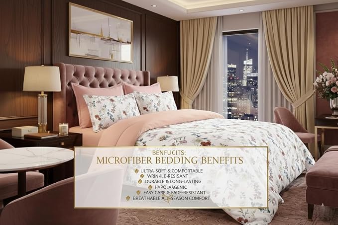 Luxury Microfiber Duvet Cover Set 3 Piece  Ultra Soft Breathable Quilt Cover with Hidden Zipper Closure  Lightweight Hypoallergenic Bedding Set with 2 Pillowcases