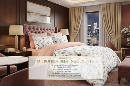 Luxury Microfiber Duvet Cover Set 3 Piece  Ultra Soft Breathable Quilt Cover with Hidden Zipper Closure  Lightweight Hypoallergenic Bedding Set with 2 Pillowcases