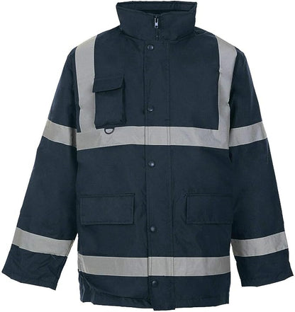 Hi Viz Vis Parka Work Wear Waterproof Jacket Winter Mens PPE High Visibility Top