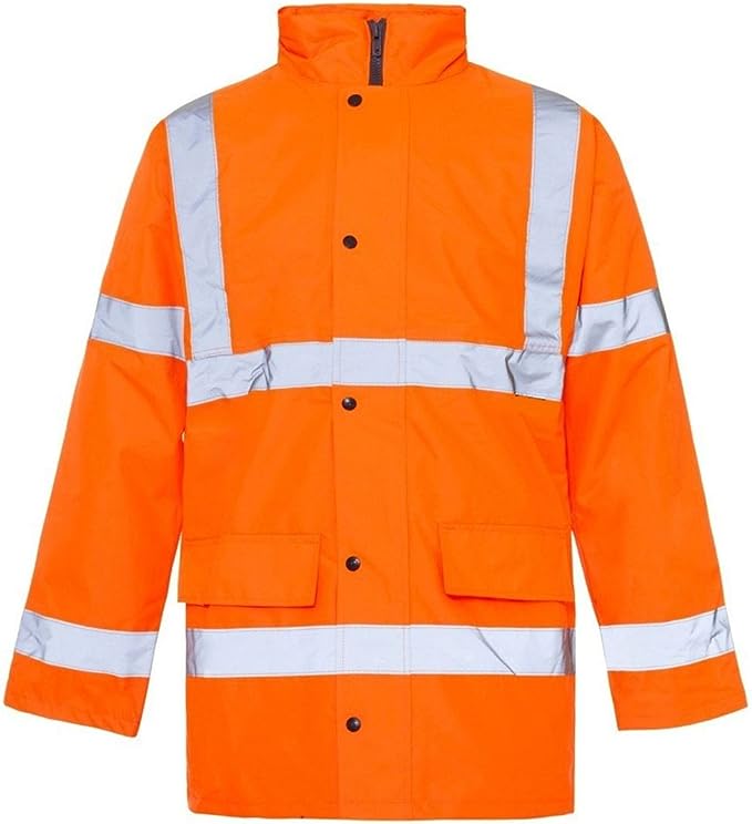 Hi Viz Vis Parka Work Wear Waterproof Jacket Winter Mens PPE High Visibility Top