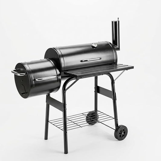 Outdoor Charcoal BBQ Grill with Rotisserie, Large Cooking Surface, Folding Side Tables & Wheels  Heavy Duty Garden Barbecue Smoker for Patio, Backyard & Outdoor Cooking