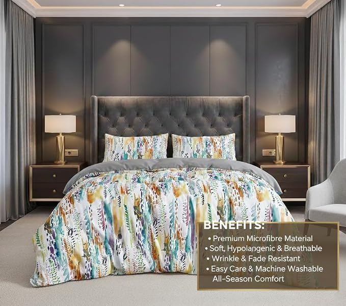 Luxury Microfiber Duvet Cover Set 3 Piece  Ultra Soft Breathable Quilt Cover with Hidden Zipper Closure  Lightweight Hypoallergenic Bedding Set with 2 Pillowcases
