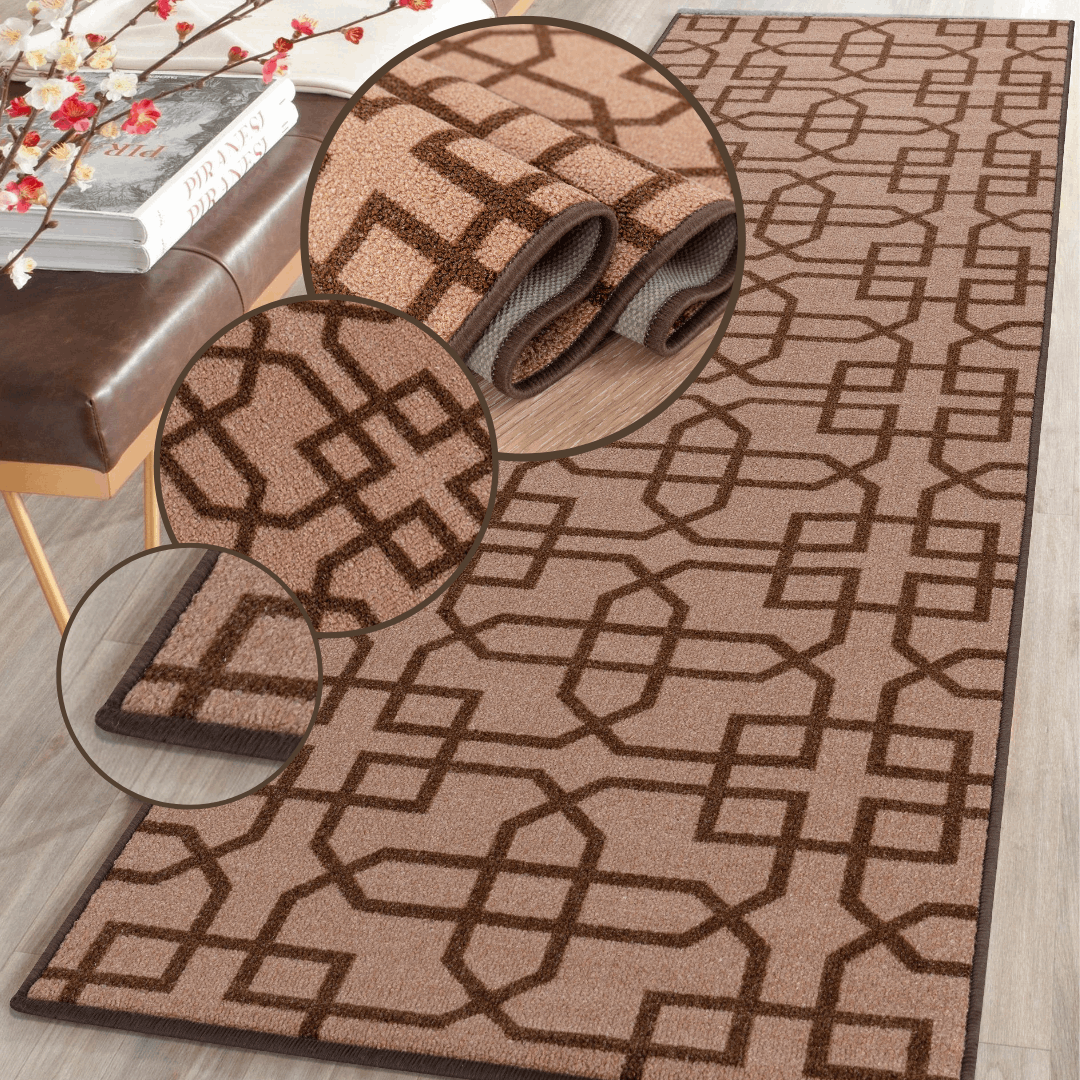 Hallway Geometric Runner Modern Kitchen Rug Non Slip Door Mat Long Floor Mats UK