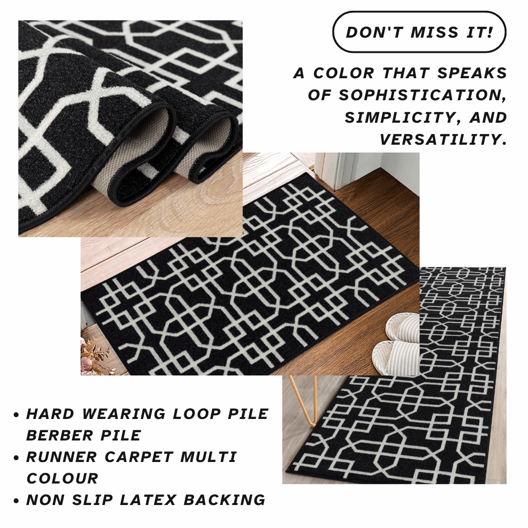 Hallway Geometric Runner Modern Kitchen Rug Non Slip Door Mat Long Floor Mats UK
