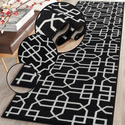 Hallway Geometric Runner Modern Kitchen Rug Non Slip Door Mat Long Floor Mats UK