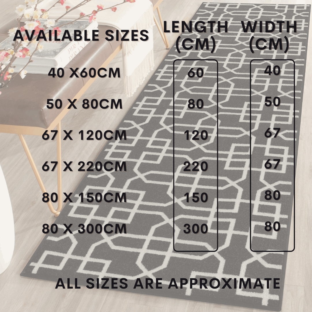 Hallway Geometric Runner Modern Kitchen Rug Non Slip Door Mat Long Floor Mats UK
