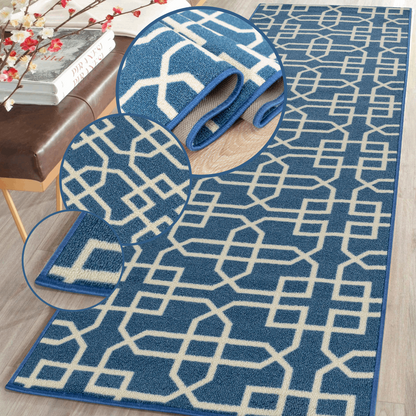 Hallway Geometric Runner Modern Kitchen Rug Non Slip Door Mat Long Floor Mats UK