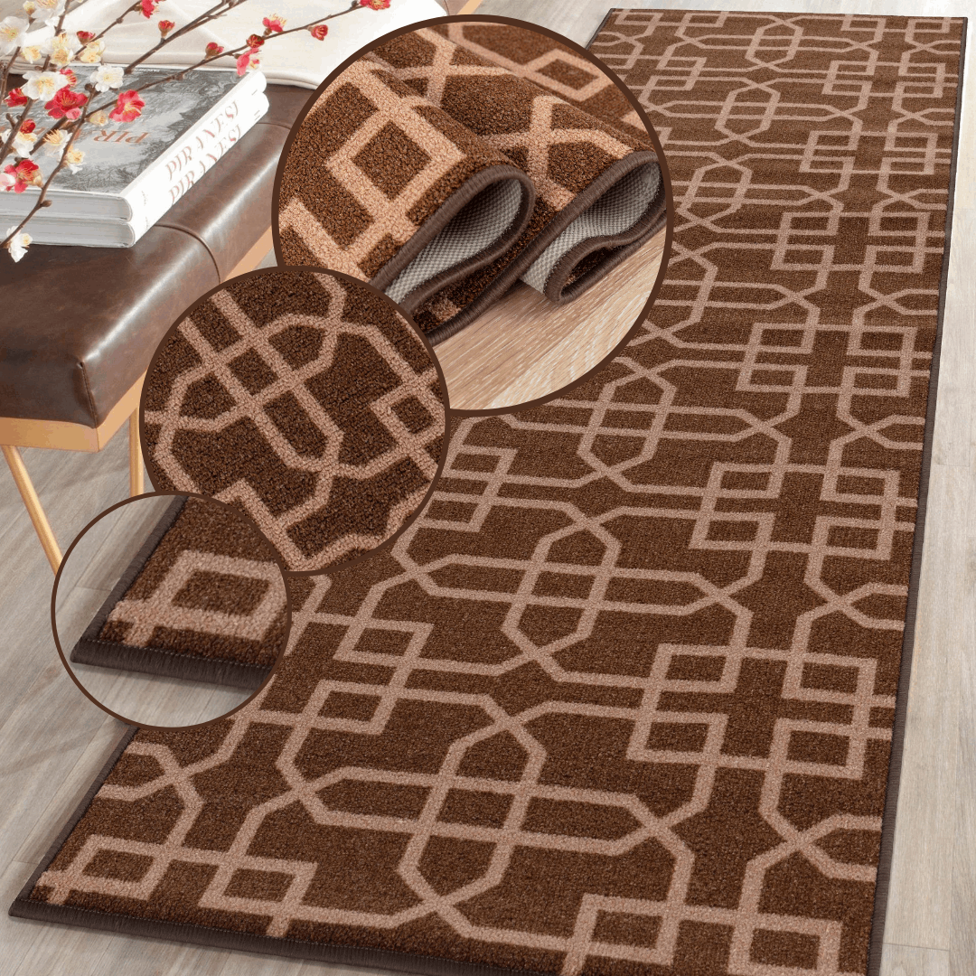 Hallway Geometric Runner Modern Kitchen Rug Non Slip Door Mat Long Floor Mats UK