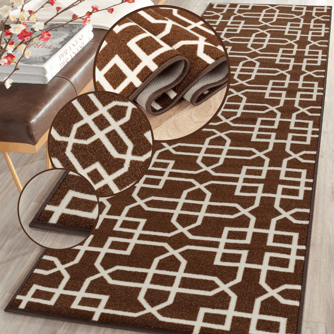 Hallway Geometric Runner Modern Kitchen Rug Non Slip Door Mat Long Floor Mats UK