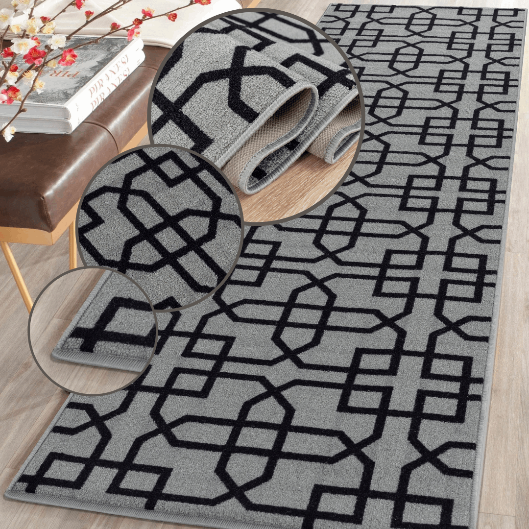 Hallway Geometric Runner Modern Kitchen Rug Non Slip Door Mat Long Floor Mats UK