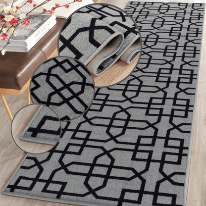 Hallway Geometric Runner Modern Kitchen Rug Non Slip Door Mat Long Floor Mats UK