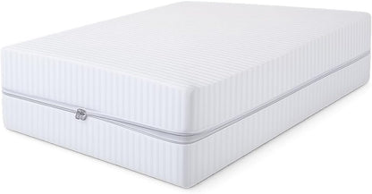 Satin Stripe Zipped Mattress Protector 30cm Deep Full Encasement Mattress Cover | Double Side Zip, Breathable & Hypoallergenic