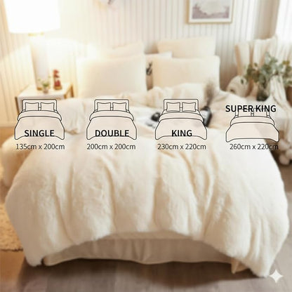 Luxury Faux Fur Shaggy Duvet Cover Set  Super Soft Plush Teddy Fleece Bedding Set with Matching Pillowcase  Warm Winter Bed Linen
