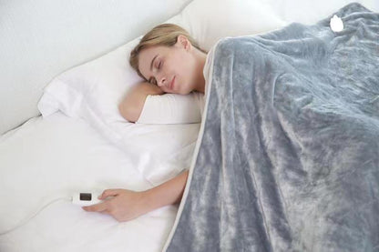 Luxurious Electric Heated Blanket With Digital Controller Soft Fleece Sofa Throw