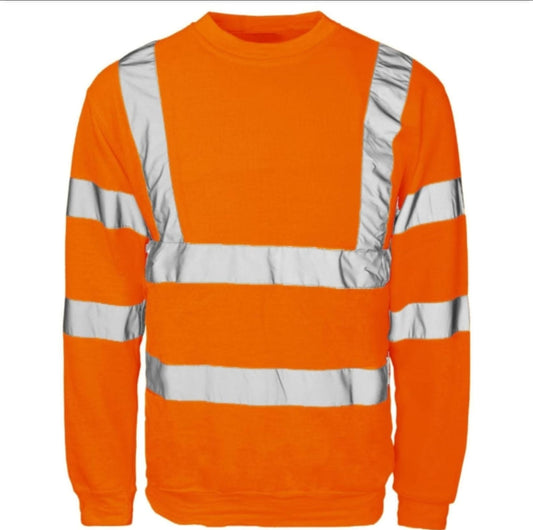Hi Vis Viz Sweatshirt Reflective Crew Neck Safety Workwear Jumper