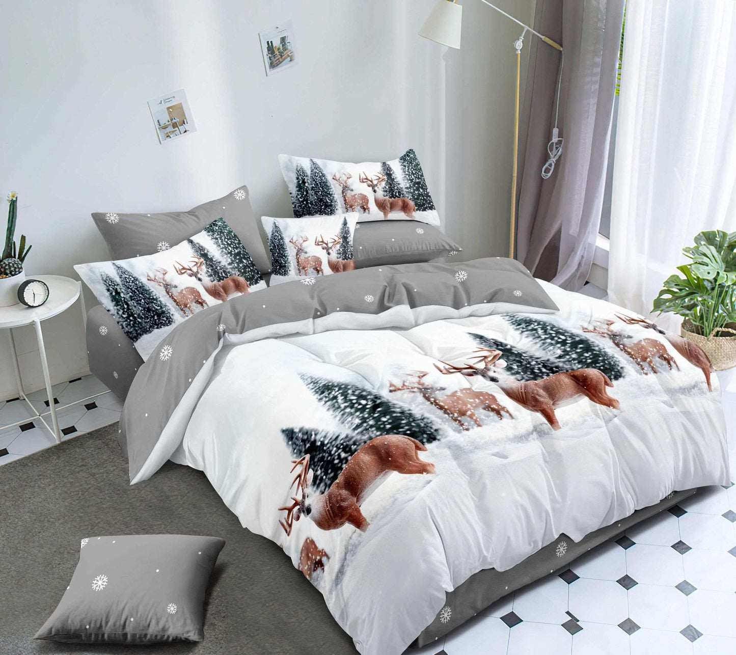 Christmas Duvet Cover Bedding Set Xmas Reversible Quilt Sets Single Double King